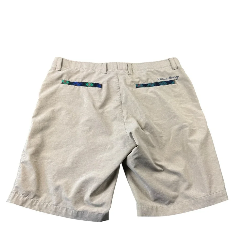 William Murray Tan Performance Mens Golf Shorts Tartan Plaid Size 36 Chino